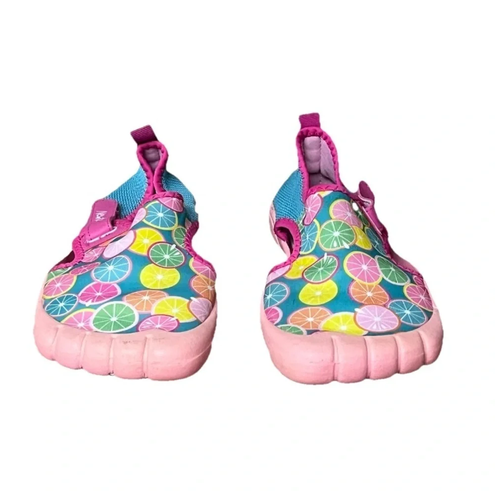Newtz Girls Water Shoes Size 4/5 | Pink Fruit Print Beach Swim Slip-On Flats